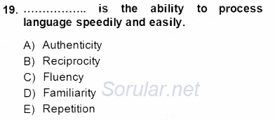 Dilbilgisi Öğretimi 2014 - 2015 Dönem Sonu Sınavı 19.Soru
