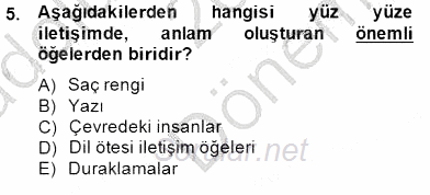 Bireyler Arası İletişim 2014 - 2015 Dönem Sonu Sınavı 5.Soru