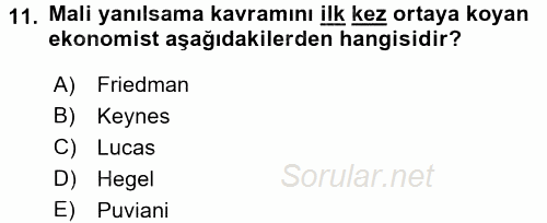 Kamu Mali Yönetimi 2015 - 2016 Dönem Sonu Sınavı 11.Soru