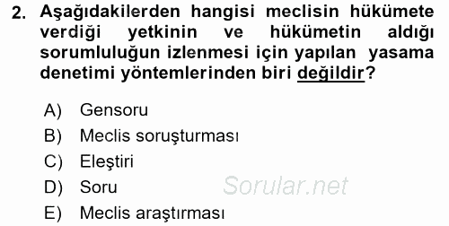 Kamu Mali Yönetimi 2015 - 2016 Dönem Sonu Sınavı 2.Soru