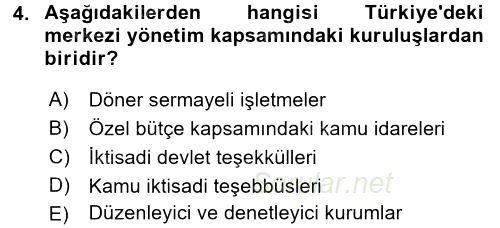 Kamu Mali Yönetimi 2015 - 2016 Dönem Sonu Sınavı 4.Soru