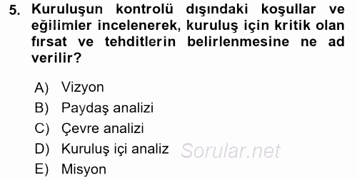 Kamu Mali Yönetimi 2015 - 2016 Dönem Sonu Sınavı 5.Soru