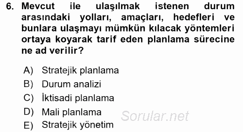 Kamu Mali Yönetimi 2015 - 2016 Dönem Sonu Sınavı 6.Soru