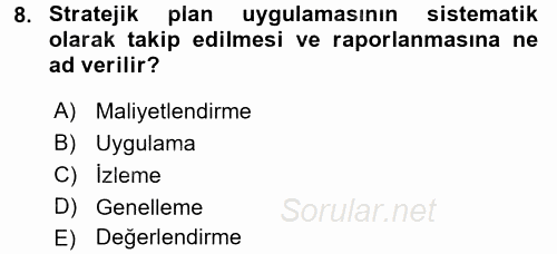 Kamu Mali Yönetimi 2015 - 2016 Dönem Sonu Sınavı 8.Soru