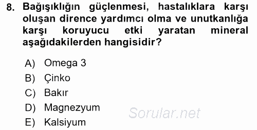 Yaşlı Bakımı İlke Ve Uygulamaları 2017 - 2018 Ara Sınavı 8.Soru