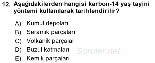 Tarihi Coğrafya 2017 - 2018 3 Ders Sınavı 12.Soru