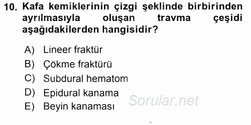 Yaşlı ve Hasta Bakım Hizmetleri 2015 - 2016 Dönem Sonu Sınavı 10.Soru