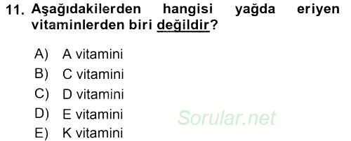 Yaşlı ve Hasta Bakım Hizmetleri 2015 - 2016 Dönem Sonu Sınavı 11.Soru