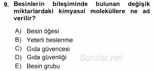 Yaşlı ve Hasta Bakım Hizmetleri 2015 - 2016 Dönem Sonu Sınavı 9.Soru
