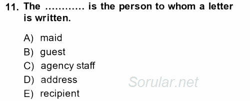 Turizm Için Ingilizce 2 2014 - 2015 Tek Ders Sınavı 11.Soru