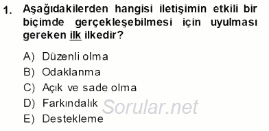 Mesleki Yazışmalar 2013 - 2014 Ara Sınavı 1.Soru