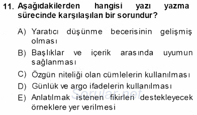Mesleki Yazışmalar 2013 - 2014 Ara Sınavı 11.Soru