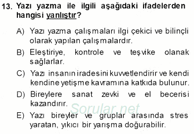 Mesleki Yazışmalar 2013 - 2014 Ara Sınavı 13.Soru