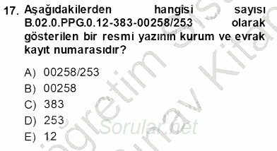 Mesleki Yazışmalar 2013 - 2014 Ara Sınavı 17.Soru