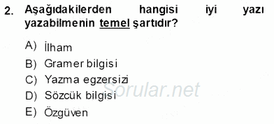 Mesleki Yazışmalar 2013 - 2014 Ara Sınavı 2.Soru