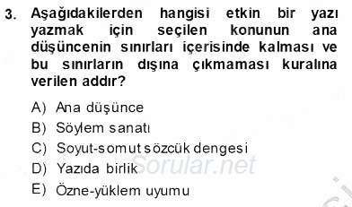 Mesleki Yazışmalar 2013 - 2014 Ara Sınavı 3.Soru