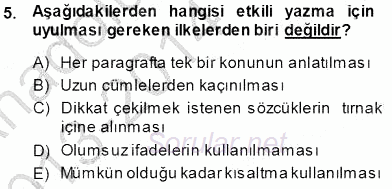 Mesleki Yazışmalar 2013 - 2014 Ara Sınavı 5.Soru