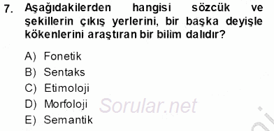 Mesleki Yazışmalar 2013 - 2014 Ara Sınavı 7.Soru