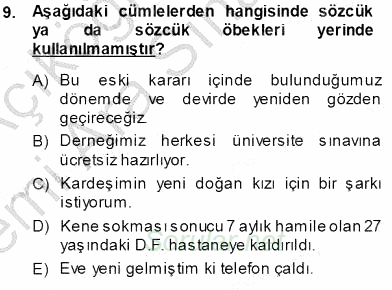 Mesleki Yazışmalar 2013 - 2014 Ara Sınavı 9.Soru