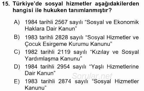 Temel Bakım Hizmetleri 2016 - 2017 Dönem Sonu Sınavı 15.Soru