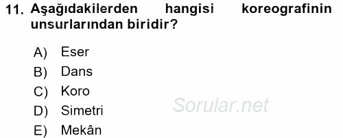 Güzel Sanatlar 2016 - 2017 Dönem Sonu Sınavı 11.Soru