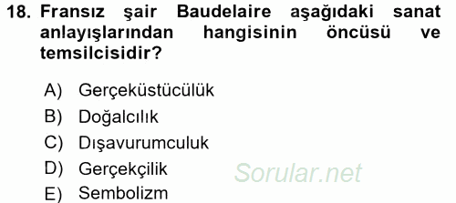 Güzel Sanatlar 2016 - 2017 Dönem Sonu Sınavı 18.Soru