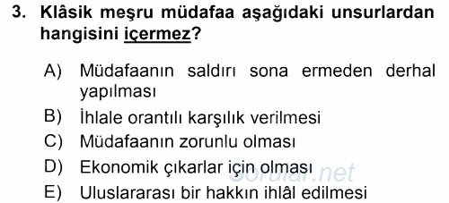 Uluslararası Hukuk 1 2016 - 2017 Dönem Sonu Sınavı 3.Soru