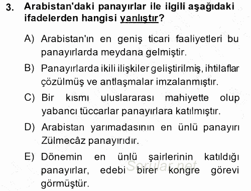 İslam Tarihi ve Medeniyeti 1 2014 - 2015 Ara Sınavı 3.Soru
