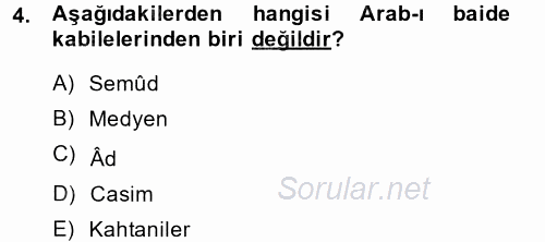 İslam Tarihi ve Medeniyeti 1 2014 - 2015 Ara Sınavı 4.Soru