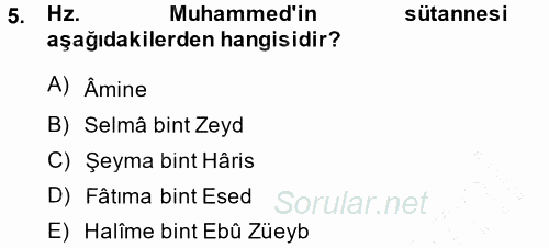 İslam Tarihi ve Medeniyeti 1 2014 - 2015 Ara Sınavı 5.Soru