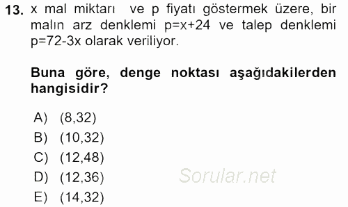 Matematik 1 2016 - 2017 Dönem Sonu Sınavı 13.Soru