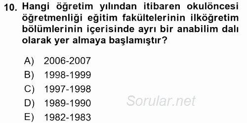 Türk Eğitim Tarihi 2015 - 2016 Tek Ders Sınavı 10.Soru