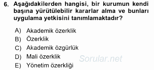 Türk Eğitim Tarihi 2015 - 2016 Tek Ders Sınavı 6.Soru