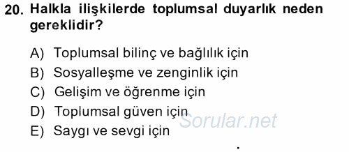Halkla İlişkiler Ve İletişim 2013 - 2014 Ara Sınavı 20.Soru
