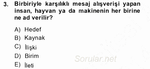 Halkla İlişkiler Ve İletişim 2013 - 2014 Ara Sınavı 3.Soru