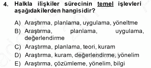 Halkla İlişkiler Ve İletişim 2013 - 2014 Ara Sınavı 4.Soru