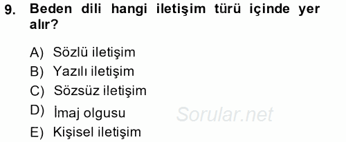 Halkla İlişkiler Ve İletişim 2013 - 2014 Ara Sınavı 9.Soru