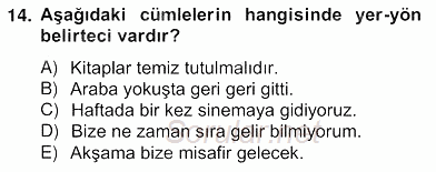 Türkçe Biçim Bilgisi 2012 - 2013 Ara Sınavı 14.Soru
