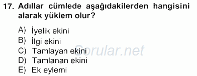 Türkçe Biçim Bilgisi 2012 - 2013 Ara Sınavı 17.Soru