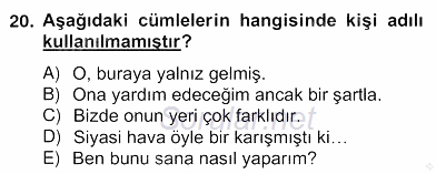 Türkçe Biçim Bilgisi 2012 - 2013 Ara Sınavı 20.Soru