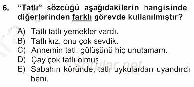 Türkçe Biçim Bilgisi 2012 - 2013 Ara Sınavı 6.Soru