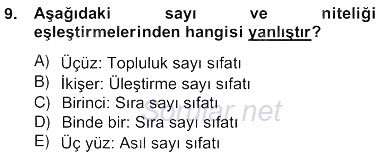 Türkçe Biçim Bilgisi 2012 - 2013 Ara Sınavı 9.Soru