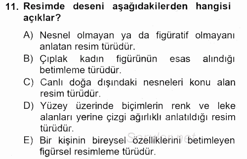 Güzel Sanatlar 2012 - 2013 Ara Sınavı 11.Soru