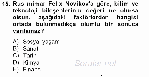 Güzel Sanatlar 2012 - 2013 Ara Sınavı 15.Soru