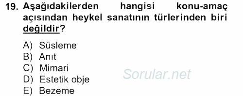 Güzel Sanatlar 2012 - 2013 Ara Sınavı 19.Soru