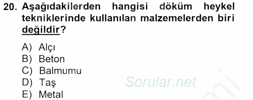 Güzel Sanatlar 2012 - 2013 Ara Sınavı 20.Soru