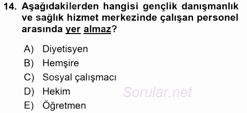 Sosyal Hizmet Kuruluşları 2017 - 2018 Ara Sınavı 14.Soru