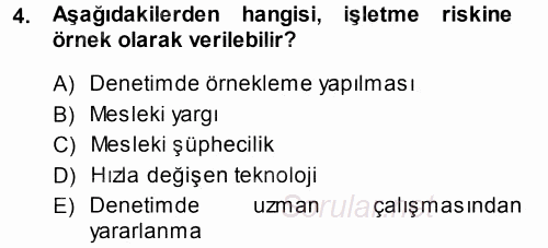 Muhasebe Denetimi ve Mali Analiz 2013 - 2014 Tek Ders Sınavı 4.Soru