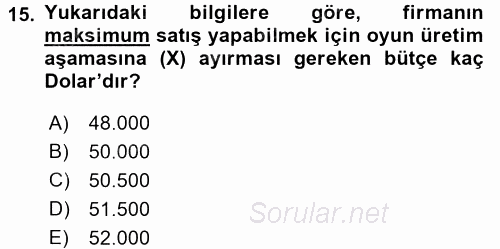 Matematiksel İktisat 2017 - 2018 Dönem Sonu Sınavı 15.Soru