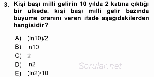 Matematiksel İktisat 2017 - 2018 Dönem Sonu Sınavı 3.Soru